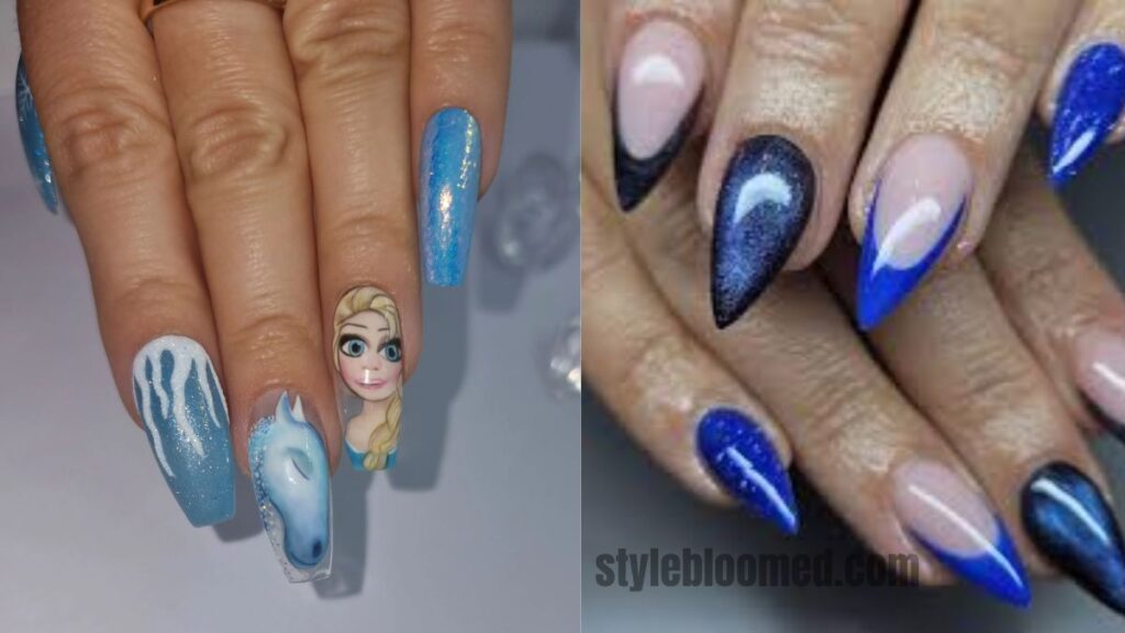 Frozen-Inspired Stiletto Gel Nails